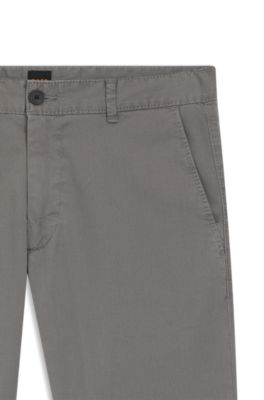 Chino Slim en twill de coton stretch imprim&eacute;, Argent