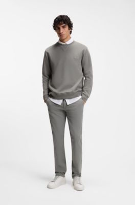 Chinos slim fit de sarga de algod&oacute;n el&aacute;stico estampado, Plata