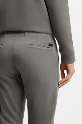 Chino Slim en twill de coton stretch imprim&eacute;, Argent