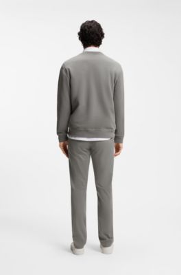 Slim-fit chinos in printed stretch-cotton twill, Silver