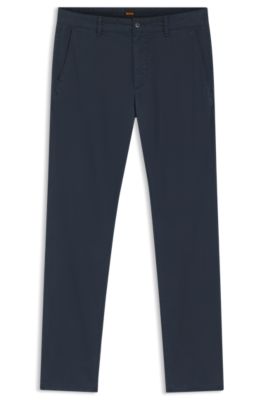 Chinos slim fit de sarga de algod&oacute;n el&aacute;stico estampado, Celeste
