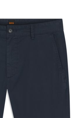 Chinos slim fit de sarga de algod&oacute;n el&aacute;stico estampado, Celeste