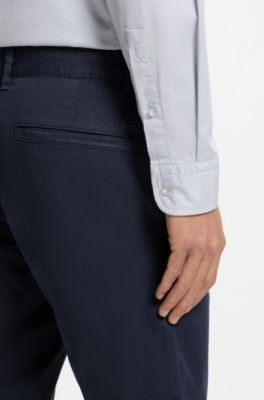 Slim-fit chinos in printed stretch-cotton twill, Light Blue