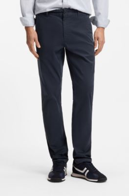 Chinos slim fit de sarga de algod&oacute;n el&aacute;stico estampado, Celeste