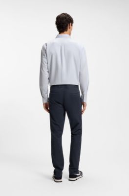 Chinos slim fit de sarga de algod&oacute;n el&aacute;stico estampado, Celeste