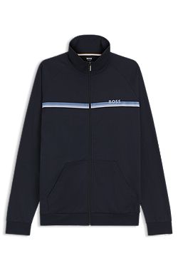 Cotton-terry jacket with logo and stripe