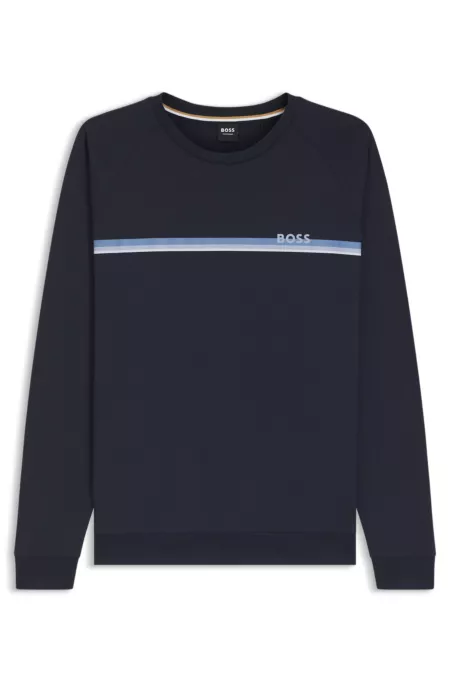 Cotton-terry sweatshirt with logo and stripe