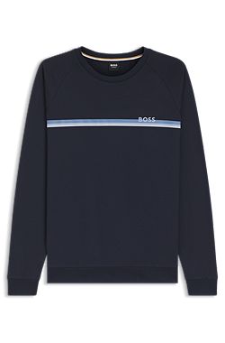 Cotton-terry sweatshirt with logo and stripe