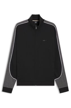 Contrast-detail zip-up jacket in a cotton blend