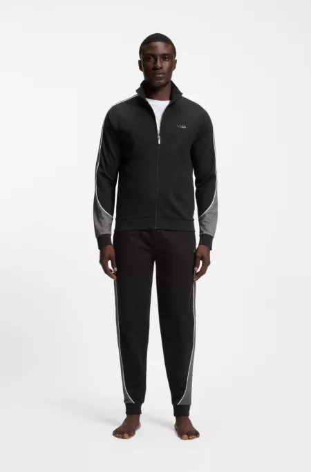 Contrast-piping tracksuit bottoms in a cotton blend