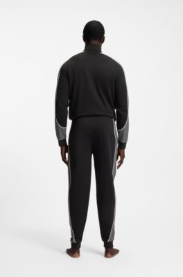Contrast-piping tracksuit bottoms in a cotton blend, Black