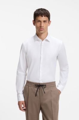 Slim-fit shirt in Oxford cotton, White