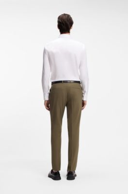 Camisa slim fit en algod&oacute;n Oxford con pu&ntilde;os cl&aacute;sicos, Blanco