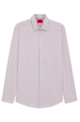 Chemise Slim en coton Oxford &agrave; poignets simples, Brun chin&eacute;