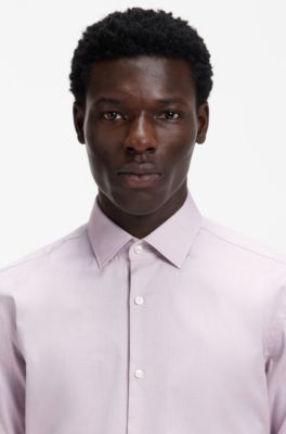 Chemise Slim en coton Oxford &agrave; poignets simples, Brun chin&eacute;