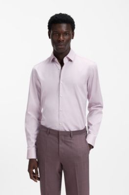 Camisa slim fit en algod&oacute;n Oxford con pu&ntilde;os cl&aacute;sicos, Marr&oacute;n claro