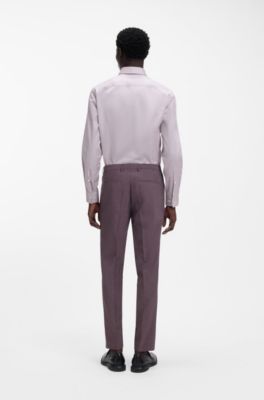 Camisa slim fit en algod&oacute;n Oxford con pu&ntilde;os cl&aacute;sicos, Marr&oacute;n claro