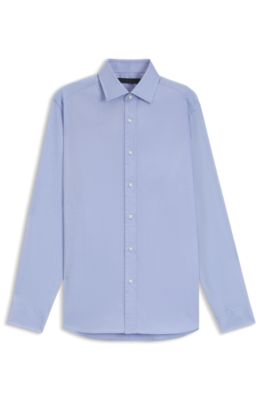 Camisa slim fit BECKHAM&nbsp;x&nbsp;BOSS con estructura Oxford de algod&oacute;n, Azul oscuro