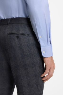 Camisa slim fit BECKHAM&nbsp;x&nbsp;BOSS con estructura Oxford de algod&oacute;n, Azul oscuro