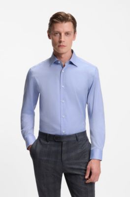 Camisa slim fit BECKHAM&nbsp;x&nbsp;BOSS con estructura Oxford de algod&oacute;n, Azul oscuro