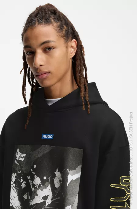 HUGO x Jujutsu Kaisen hoodie with Megumi and Yuji print