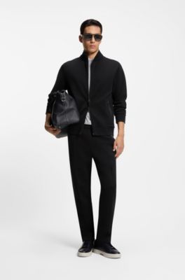 Cotton-blend tracksuit bottoms in a regular fit, Black