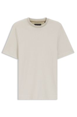 Camiseta de algod&oacute;n y seda con estructura, Caqui