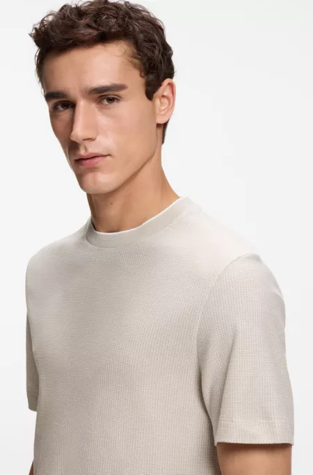 Cotton-silk T-shirt with rich structure