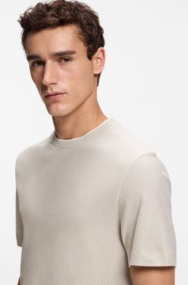 Camiseta de algod&oacute;n y seda con estructura, Caqui