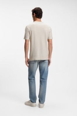 Cotton-silk T-shirt with rich structure, Khaki