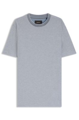 Cotton-silk T-shirt with rich structure, Light Blue