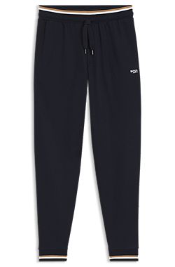 Cotton-terry tracksuit bottoms with signature stripes and logo