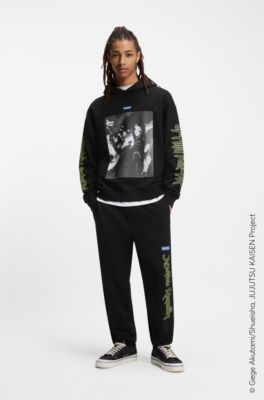 HUGO x Jujutsu Kaisen tracksuit bottoms in cotton terry, Black