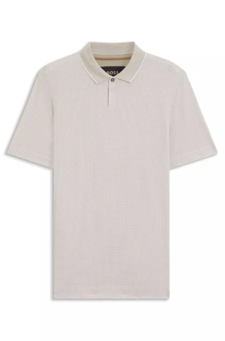 Cotton-silk polo shirt with three-tone structure