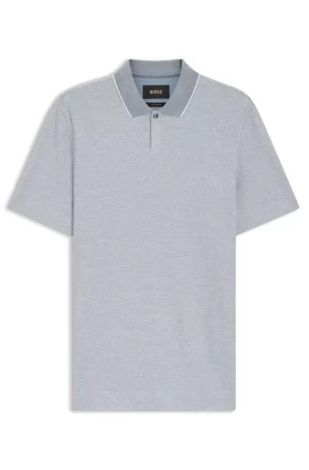 Cotton-silk polo shirt with three-tone structure