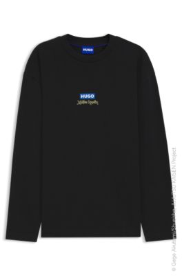 Camiseta HUGO x Jujutsu Kaisen con estampado de Yuji, Megumi y Kento, Negro