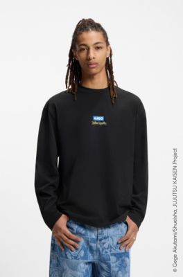 Camiseta HUGO x Jujutsu Kaisen con estampado de Yuji, Megumi y Kento, Negro