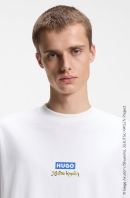 Camiseta HUGO x Jujutsu Kaisen con estampado de Yuji, Megumi y Kento, Blanco