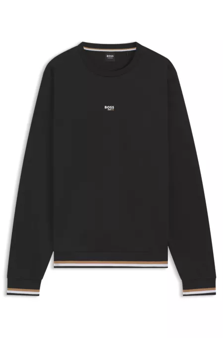 Cotton-terry sweatshirt with logo and signature stripes