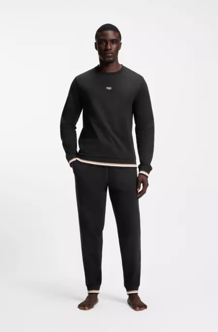 Cotton-terry sweatshirt with logo and signature stripes