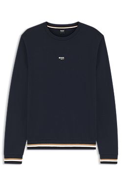 Cotton-terry sweatshirt with logo and signature stripes