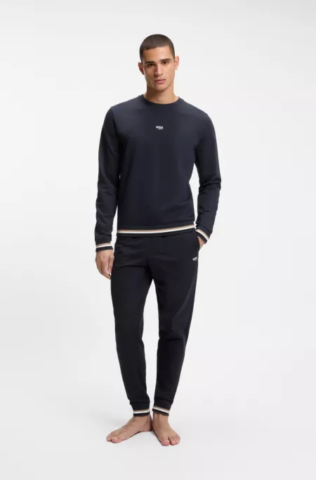 Cotton-terry sweatshirt with logo and signature stripes