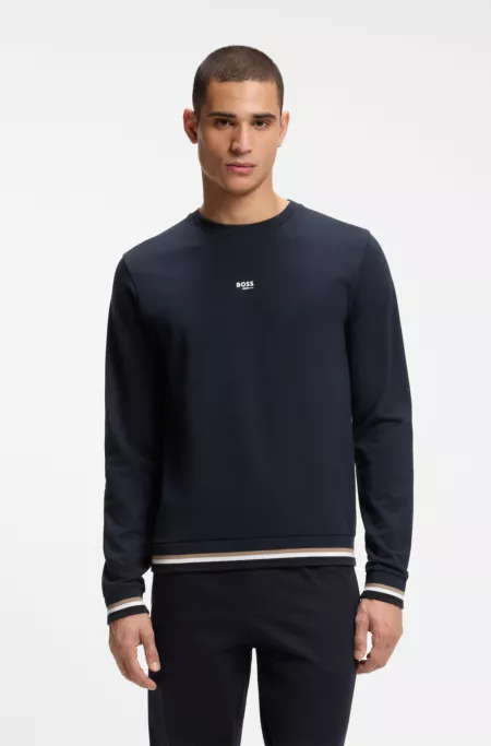 Cotton-terry sweatshirt with logo and signature stripes