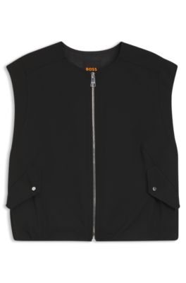 Gilet en twill stretch avec fermeture &eacute;clair sur le devant, Noir