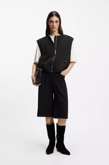 Zip-front waistcoat in twill
