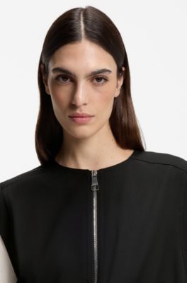 Gilet en twill stretch avec fermeture &eacute;clair sur le devant, Noir