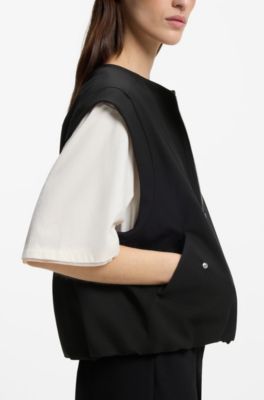 Zip-front waistcoat in twill, Black