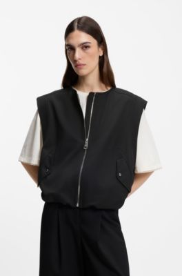 Zip-front waistcoat in twill, Black