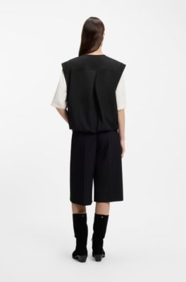 Zip-front waistcoat in twill, Black