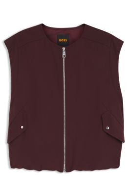 Gilet en twill stretch avec fermeture &eacute;clair sur le devant, Marron fonc&eacute;